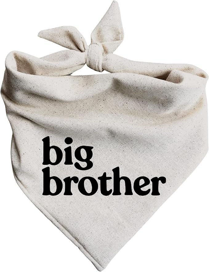 Dog Bandana Pregnancy Announcement Big Brother Baby Reveal Oatmeal Cream Minimal Neutral Color Announcement to Family (Large)