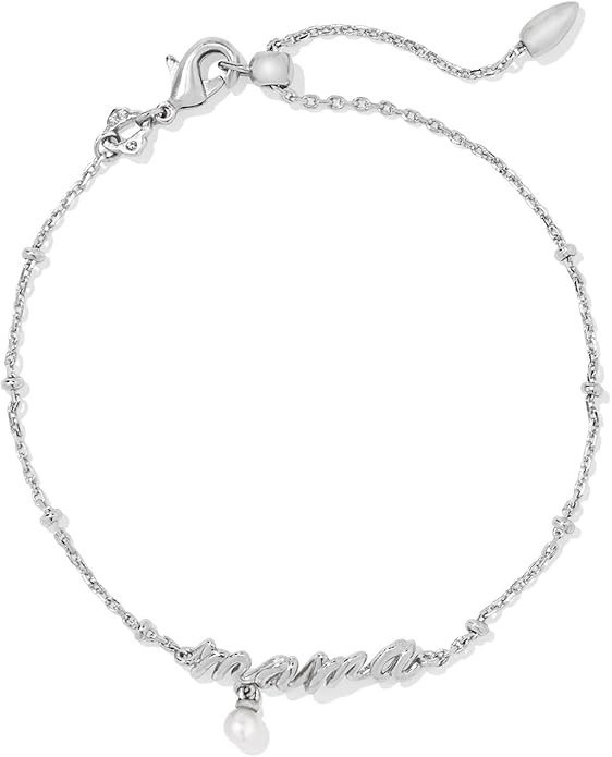 Kendra Scott Mama Script Delicate Chain Bracelet in White Pearl, Fashion Jewelry for Women