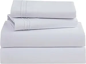 Clara Clark Bed Sheets, Premier 1800 Series 4 Piece Bed Sheet Set, Deep Pocket, Wrinkle, Fade, Stain Resistant, Luxury Soft Bedding Sheets & Pillowcases, King, White