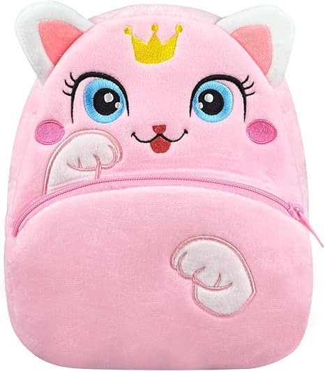 NICE CHOICE Cute Toddler Backpack Toddler Bag Plush Animal Cartoon Mini Travel Bag for Baby Girl Boy 2-6 Years(Cute Pink Cat)