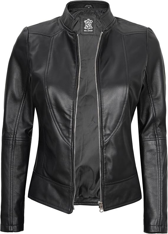 Blingsoul Leather Jacket Women - Cafe Racer Real Lambskin Womens Leather Jacket