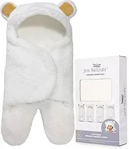 Jam Naturals-Cute Bear Organic Newborn Swaddle Wrap-Gender Neutral Soft Baby Blanket, Newborn Baby Registry Gift (Golden Brown, 0-3m)