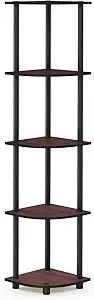 Furinno Turn-N-Tube 5 Tier Corner Display Rack Multipurpose Shelving Unit, 1-Pack, Dark Cherry/Black