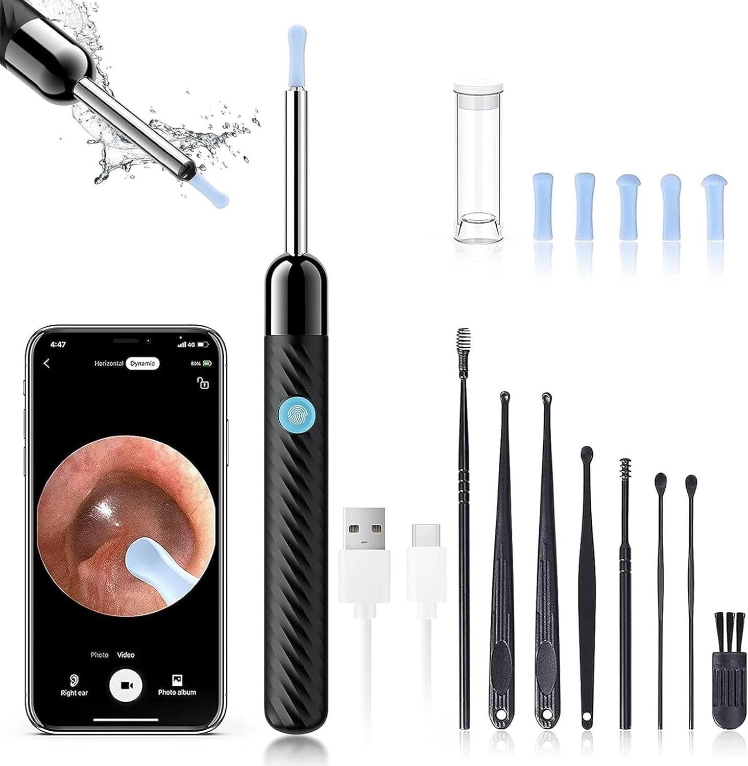 Ear Wax Removal - Earwax Remover Tool with 8 Pcs Ear Set - Ear Canal Cleaner with 1080P Camera