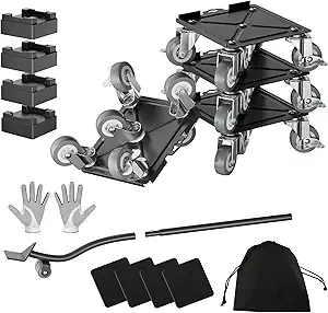 Furniture Dolly,Furniture Mover Pro Set,Furniture Lifter with 5 360° Rotatable Rubber Universal Wheels，Carbon Steel Panel Furniture Movers，Maximum Load 2000LBS.