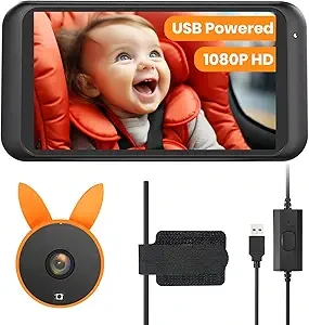USB Baby Car Camera Plug-Play, 4.5" 1080P Easy Setup Backseat Camera with Flexible 360 Rotation, Clear Picture Rear Facing Car Seat Baby Monitor