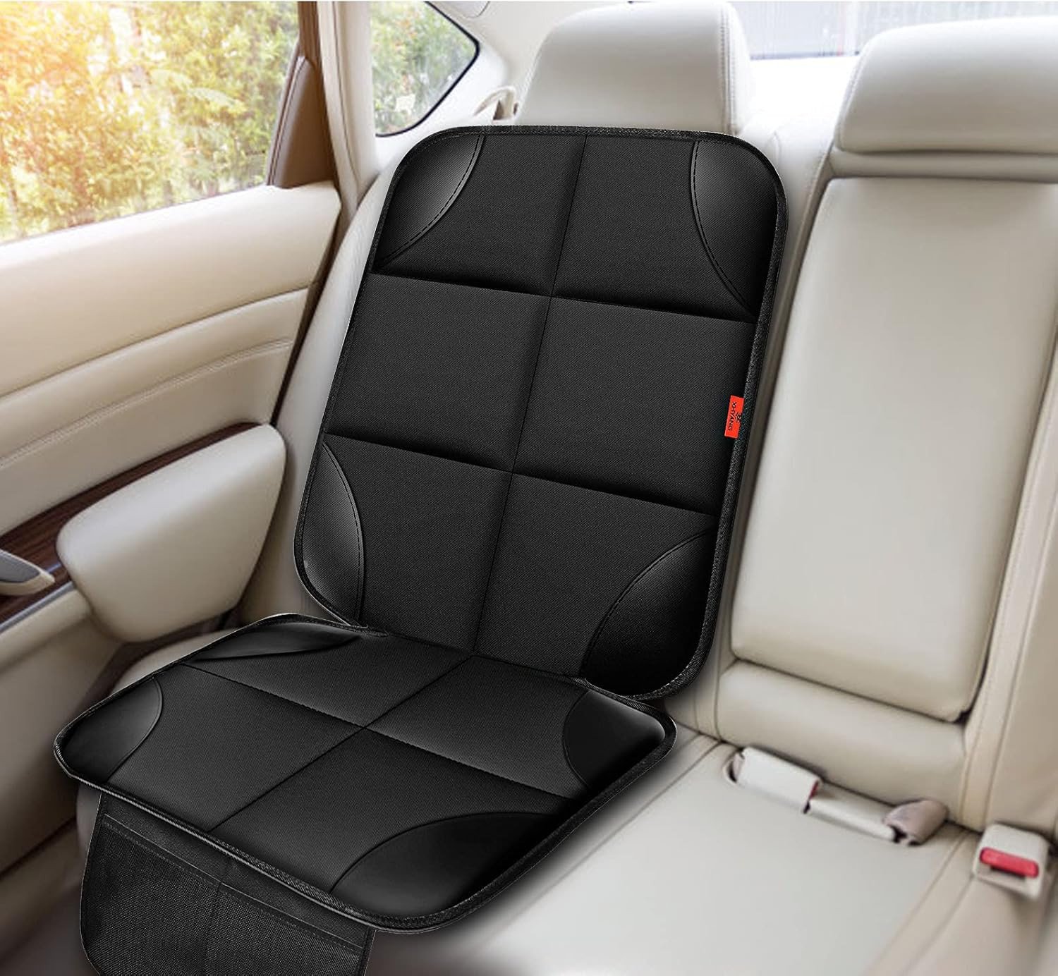 Car Seat Protector 2 Pack Car Seat Cushion Mat Thickest Padding,Waterproof 600D Fabric Car Seat Covers for Non-Slip Backing Mesh Pockets for Baby and Pet(2 Seat Protector)