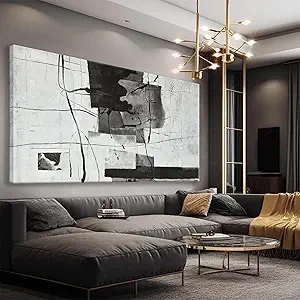 Suconvng Abstract Wall Art Small Size Black And White Wall Art Home Wall Decor Artwork Modern Canvas Art Wall Decor Painting Prints Abstract Wall Decor Pictures For Bedroom Office Wall Decor 20"X 40"