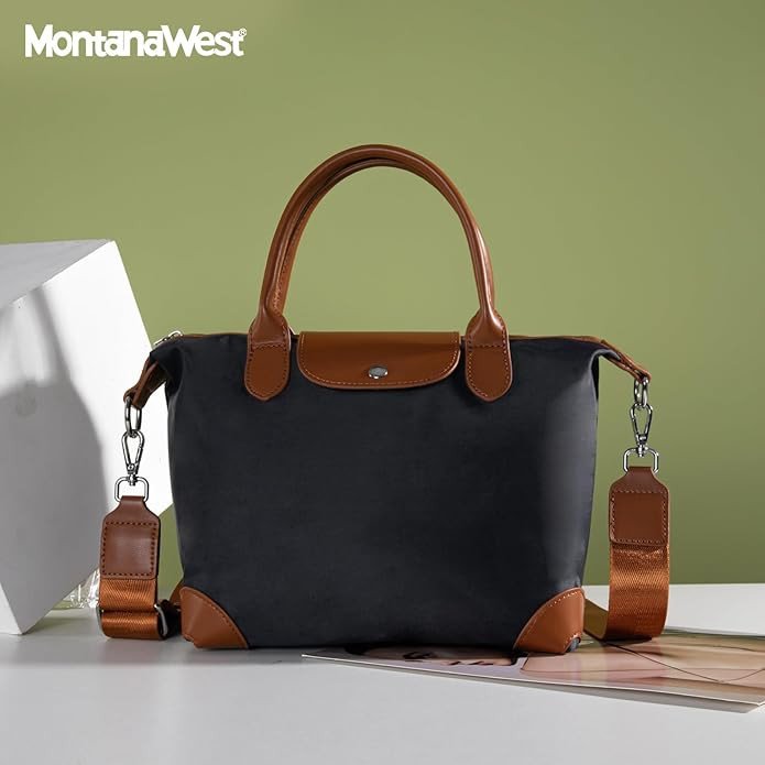 Montana West Nylon Crossbody Bag for Women Small Work Tote Bag Lightweight Waterproof Ladies Handbag with Guitar Strap