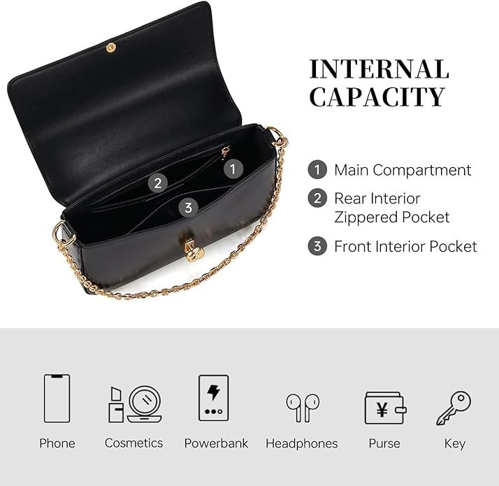 LA FESTIN Leather Shoulder Bag for Women: Designer Crossbody Handbag Satchel Purse with Strap