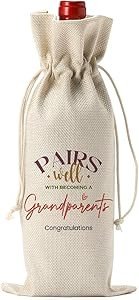 Funny Grandparents Pregnancy Baby Announcement Wine Bag, Baby Announcement Pregnancy Gifts for Grandparents