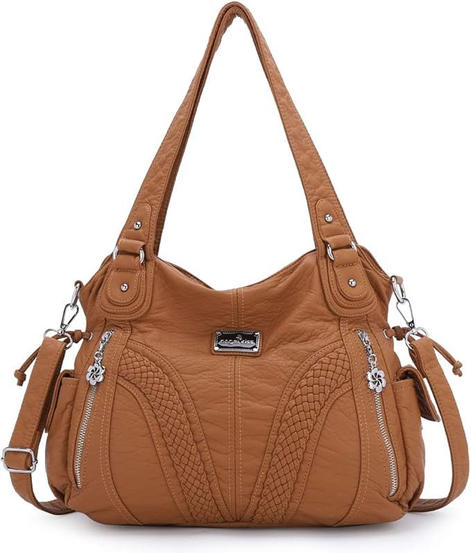 Purses and Handbags Women Fashion Tote Bag Shoulder Bags Top Handle Satchel Purses Washed Synthetic Leather Handbag