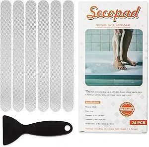 Anti Slip Shower Stickers 24 PCS Safety Bathtub Strips Adhesive Decals with Premium Scraper for Bath Tub Shower Stairs Ladders Boats