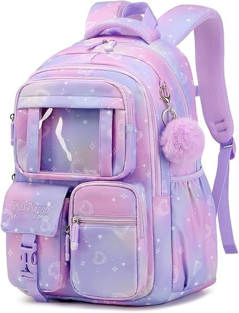 Kids Backpack for Girls - School Bags for Middle School Students - Book Bag for Elementary Primary School - Kawaii Ita Backpack - Purple