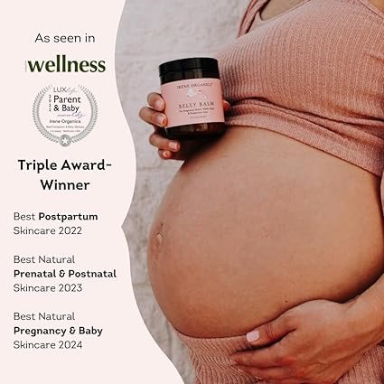 Organic Belly Butter for Pregnancy Stretch Mark Prevention and Treatment by Irene Organics - Award Winning Anti Stretch Mark Tummy Balm For Pregnancy and Postpartum 4oz - Hydrating Bump Cream