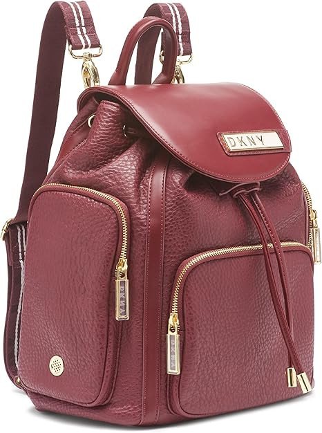 DKNY Backpack Softside Carryon Luggage, Wine, 14 Inch