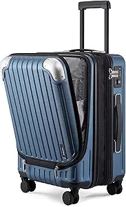 LEVEL8 Grace Carry on Luggage Airline Approved, 20 Inch Expandable Hard Sided Luggages with Spinner Wheels, Harshell Small Rolling Suitcase for Women Men with Tsa Lock, Blue