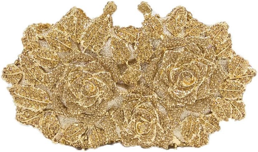 Boutique De FGG Dazzling Flower Evening Bags For Women Formal Party Rhinestone Handbags Wedding Crystal Clutch Purse,Mini