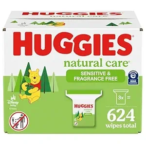 Huggies Natural Care Sensitive Baby Wipes, Hypoallergenic, 99% Purified Water, 3 Refill Packs (624 Wipes Total)