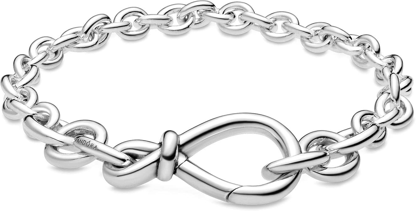PANDORA Chunky Infinity Knot Chain Bracelet 925 Sterling Silver Charm Bracelet