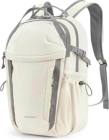 BAGSMART Travel Backpack for Men and Women, Lightweight 15.6" Laptop Backpack, Large Weekender Bag, Water Resistant Stylish Casual Daypack for Flight, College, Outdoor, Beige
