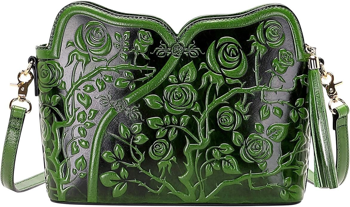 PIJUSHI Designer Leather Handbags for Women Ladies Floral Crossbody Shoulder Bags Clutch Purse