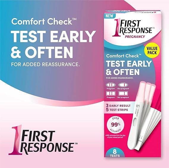 FIRST RESPONSE Comfort Check Pregnancy Test, 8 Count, Pink & White