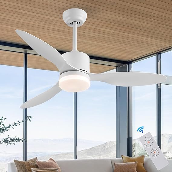 Ceiling Fans with Lights,42" Modern Ceiling Fan with Light and Remote Control,6 Speed,Reversible,Noiseless,3 Blades Ceiling Fans for Bedroom,Living Room,Indoor,Patio.White