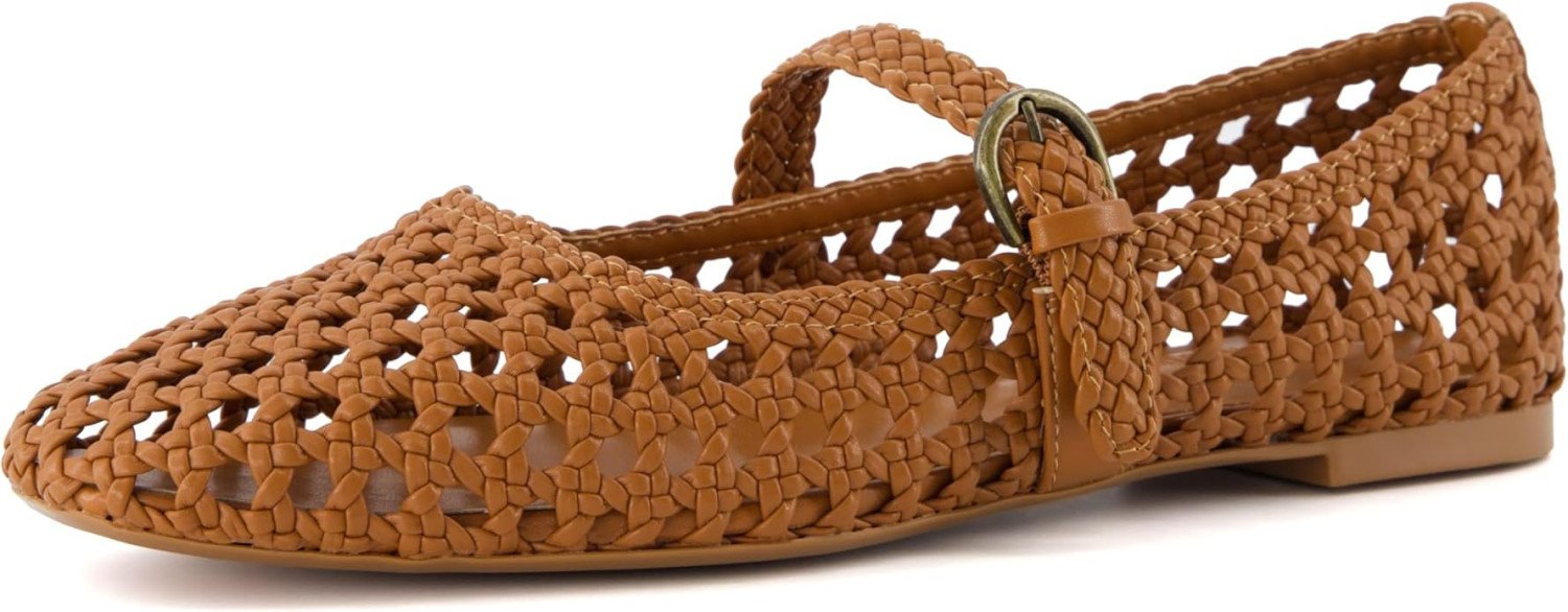 CUSHIONAIRE Women's Weston Woven Mary Jane Flat +Memory Foam, Wide Widths Available