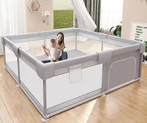 Baby Playpen 50x50 Inch, Play Pens for Babies and Toddlers Baby Fence Baby Play Yards for Indoor & Outdoor with Breathable Mesh Anti-Fall Playpen
