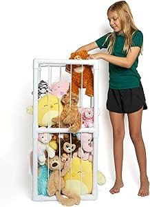 Lilly's Love Stuffed Animal Zoo Storage - Standing Storage Organizer Display | Made from Furniture-Grade, Easy to Assemble PVC, Stores More Stuffies Than Hammocks & Bean Bags | 39" x 18" x 10", White