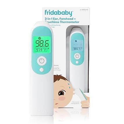 Frida Baby Thermometer, 3-in-1 Infrared Thermometer for Ear, Forehead & Touchless, FSA/ HSA Eligible Fever Thermometer for Baby, Infants ,Toddlers, Kids & Adults