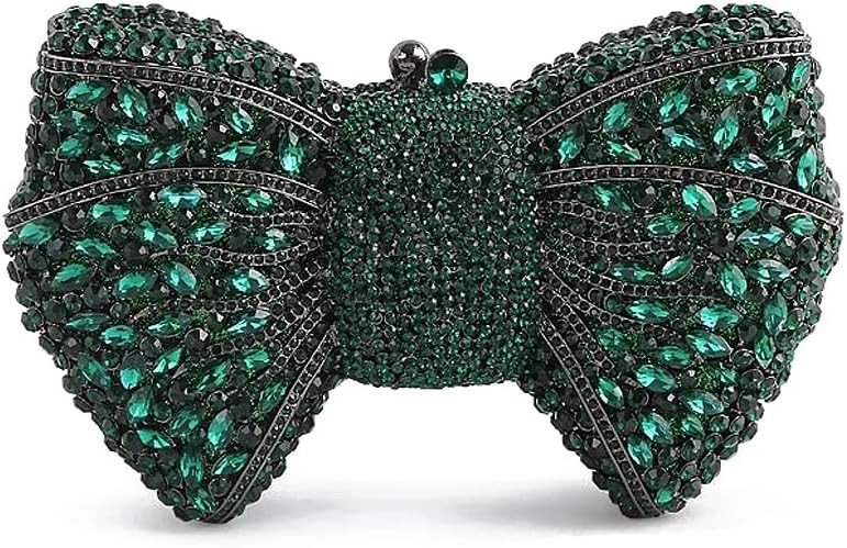 Women Luxury Bowknot Shaped Evening Clutch Sparkling Rhinestones Handbag for Banquet Wedding Party