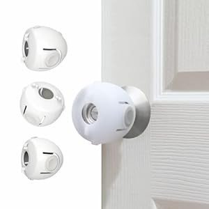 Child Proof Door Knob Covers, Toddler Door Locks, Baby Proof Safety Locks for Doors, 4 Pack/White