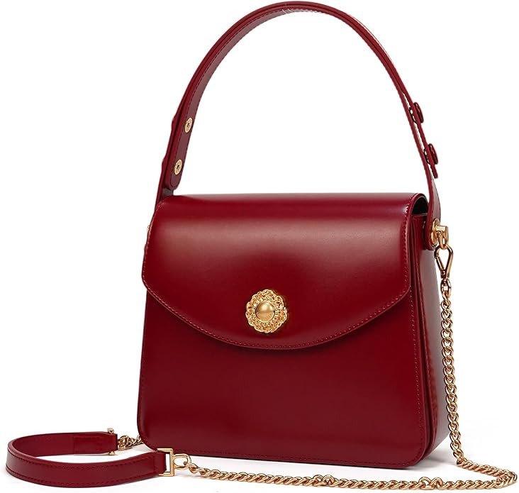 LA FESTIN Leather Top Handle Satchel Purse for Women Crossbody Bags Small Shoulder Purse Square Handbag with Adjustable Strap
