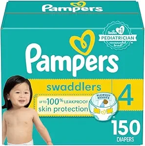 Pampers Baby Diapers - Swaddlers - Size 4, 150 Count, Ultra Absorbent Disposable Infant Diaper
