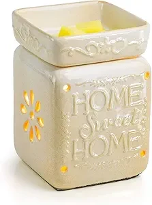 VP Home Wall Plug-in Wax Warmer - Ceramic Home Sweet Home Fragrance Candle Warmer and Night Light - for Scented Wax, Essential Oils, Candle Wax Melt Warmer, Tarts - Scentsy Wax Melter and More