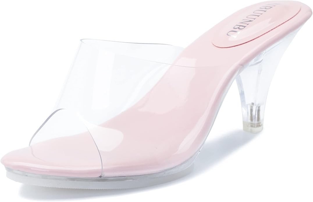 NBUUNBU Silver Clear Heels For Women Dress Shoes Transparent Strap Sexy Stilletos Heels Open Toe High Silver Heeled Sandals Pump Mules