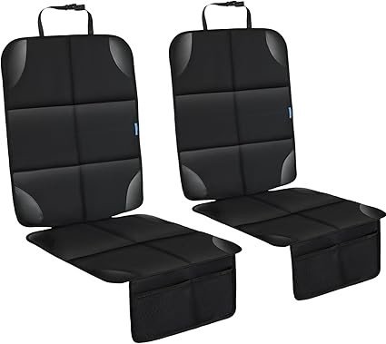 Car Seat Protector for Child Carseat, 2 Pack Protect Car Seats Cover for Baby with Thickest Padding and Non-Slip Padded Backing Mesh Pockets Kids Pets Car Back Seat Protectors