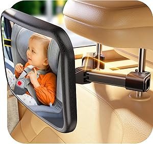 Baby Car Mirror for Baby Hook Clip Design Shake Baby Mirror for Car Seat Mirror Rear Facing Never Shake Easy Install Back Seat Mirror for Baby Crystal Clear View ShatterProof Crash Tested