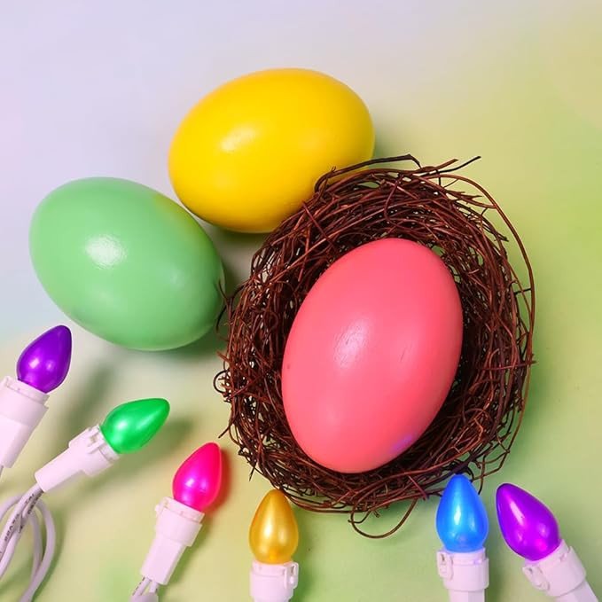 Easter String Lights LED Multi Color Glass C3 Lights 13.5FT Easter Pastel Light 120V ETL Certified Connectable Outdoor String Light White Wire for Party Patio Home Easter Décor