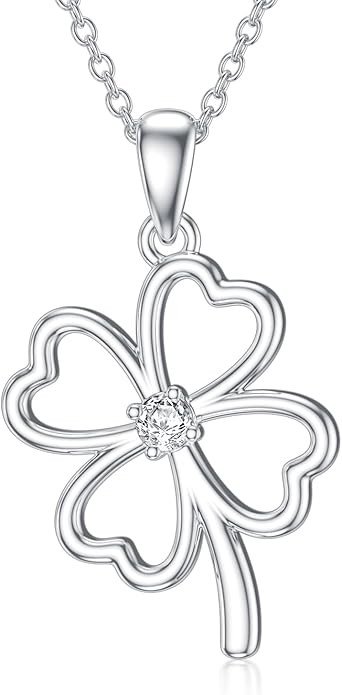 Diamond Four Leaf Clover Necklace for Women Sterling Silver Four Leaf Clover Necklace for Women Wife Friend