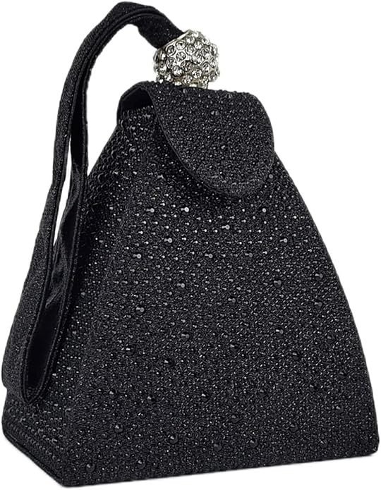Women Rhinestone Unique Evening Bag Triangle Handbag Wristlet Clutch Purse Wrist Bag