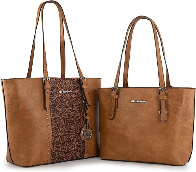 Montana West Tote Bag for Women Large Purse and Handbags Set Embossed Collection Purse 2Pcs Set