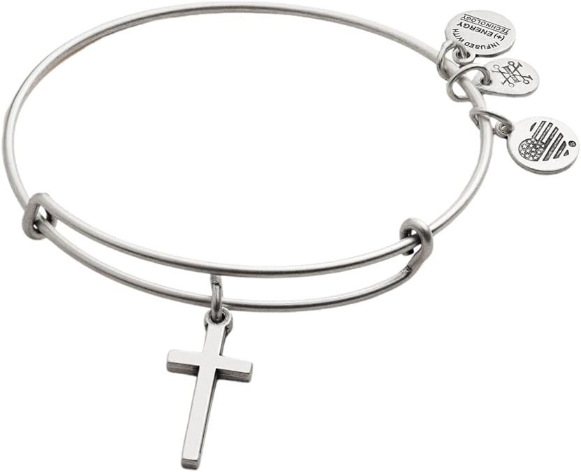 Alex and Ani Divine Guides Expandable Bangle Bracelet for Women, Cross Charm, 2 to 3.5 in