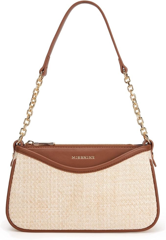 Missnine Shoulder Bag for Women Small Purse Trendy Clutch Hobo Bag Vegan Leather Mini Handbag with Zipper Closure