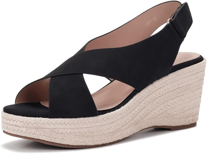 Women's Platform Wedge Sandals Summer Beach Dress Espadilles Sandals Open Toe Ankle Strap Sandals