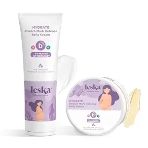 Leska Maternity Cream 2-Pack | STAGE B: HYDRATE Stretch Mark Defense Belly Cream & Butter (Pregnancy Months 6-9) | Part of a Complete 3 Part Pregnancy Skin Care System (4-4.93oz)
