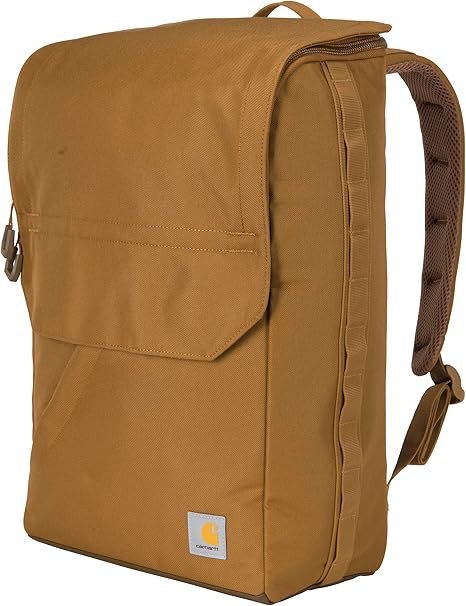 Carhartt 21L Top-Load Backpack, Water Resistant Coated Canvas Base with Laptop Sleeve, Brown, One Size