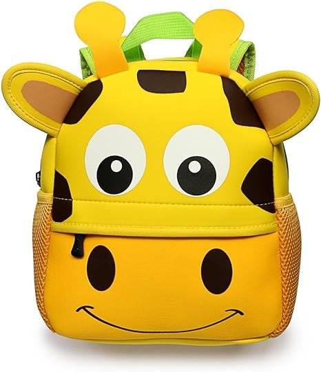 Hipiwe Little Kid Toddler Backpack Baby Boys Girls Kindergarten Pre School Bags Cute Neoprene Cartoon Backpacks for Little Kids,Size 9.45"x3.54"x9.84"(Giraffe)